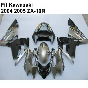 Комплект мотоциклетных обтекателей для Kawasaki Ninja ZX10R 2004 2005 серебристые матово-черные обтекатели ZX-10R 04 05 KO22
