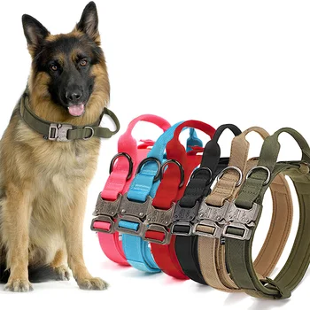 Комплект тактических ошейника и поводка для собак с удобной толстой подкладкой, идеально подходящий для дрессировки и контроля