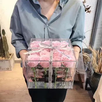 Коробка-держатель для роз Высококачественная Многофункциональная коробка для хранения цветов из роз Широкого применения Прозрачная акриловая коробка для цветов