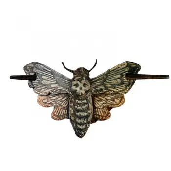 Косплей Реквизит Death Moth Заколка Для Волос Хэллоуин Принадлежности Реалистичный Модный Потрясающий Вид Искусственная Палочка Для Волос От Мотылька