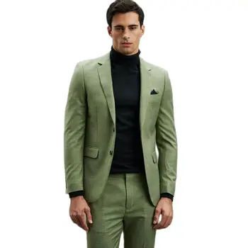 Красивые зеленые мужские костюмы Приталенного кроя, сшитые на заказ, Классический пиджак, блейзер, брюки, Официальная деловая мужская одежда, повседневный комплект для вечеринок