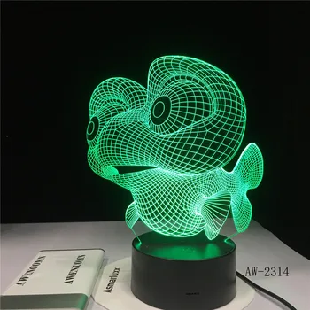 Креативная Большеглазая Рыба 3D Night Light Colors 3D luminaria hLED lustre Акриловые Детские Подарки Party Decor Light AW-2314