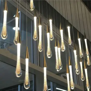 Креативный подвесной светильник в виде золотой капли воды, роскошный ресторан в европейском стиле, светодиодные лампы из современного стекла Для внутреннего освещения