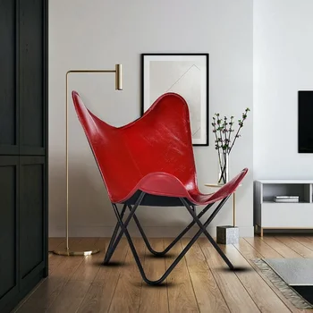 Кресло-бабочка из натуральной кожи для домашнего декора, Расслабляющее Офисное кресло, стулья для гостиной