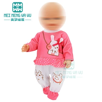 Кукольная одежда для новорожденной куклы 43 см, розовый комбинезон с героями мультфильмов