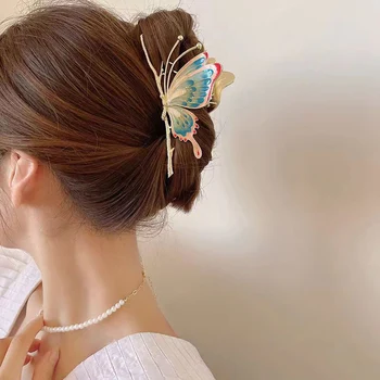 Летние Зажимы из сплава с большими Когтями-бабочками для волос, популярные Корейские Заколки для волос, Аксессуары для волос для женщин