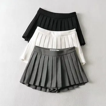 Летние юбки с высокой талией, женские сексуальные мини-винтажные плиссированные Корейские теннисные шорты, белые, черные