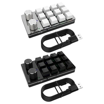 Макро-механическая клавиатура для одной руки Портативный USB Mini 12 клавиш RGB Многофункциональная программируемая клавиатура с 2 ручками для офиса