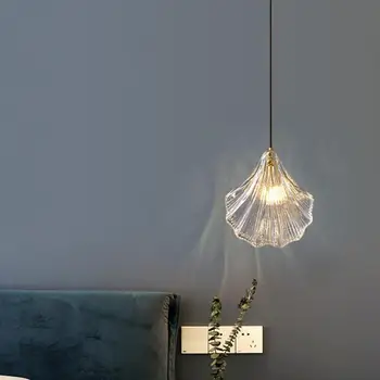 Маленькая антикварная Медная стеклянная люстра для спальни, светодиодный светильник, современный простой кухонный бар в форме раковины во французском стиле, домашнее освещение