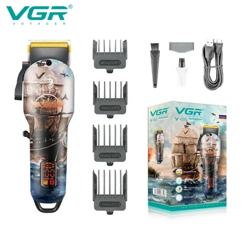 Машинка для стрижки волос VGR Профессиональная машинка для стрижки волос, триммер для волос, перезаряжаемое лезвие из нержавеющей стали с титановым покрытием V-689