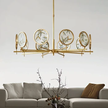 Медная люстра Простая дзен-лампа в гостиной, роскошные креативные Лампы для столовой, спальни, кабинета