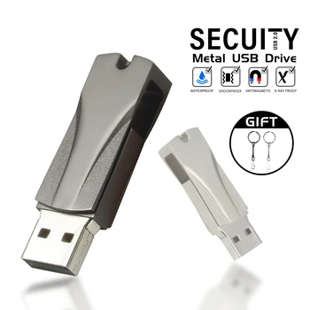 Металлические портативные флэш-накопители USB 2.0, флеш-накопитель реальной емкости с брелоком, карта памяти 64 ГБ с поворотной застежкой, U-диск