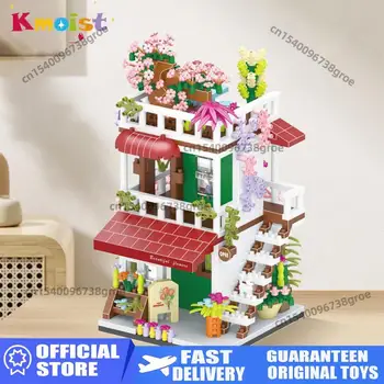Микро Строительный блок DIY City Street View Flower Coffee Shop Строительные блоки, кирпичи, игрушки для мальчиков и девочек, подарки на день рождения для детей