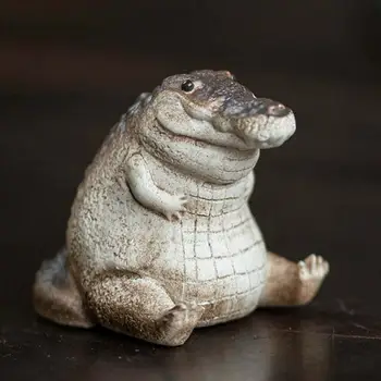 Милая чайная скульптура, чайная фигурка из фиолетовой глины, изысканная декоративная чайная фигурка крокодила ручной работы