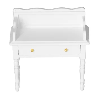 Миниатюрный стол для кукольного домика 1: 12, белый деревянный имитационный стол, модель мебели для декора кукольного домика
