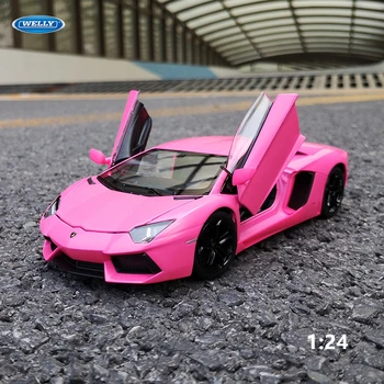 Модель автомобиля WELLY 1:24 Lamborghini Aventador LP700-4, игрушки для мальчиков, детские подарочные наборы, поделки