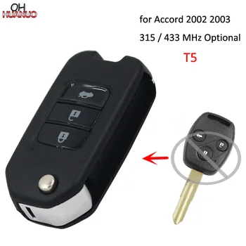 Модернизированный флип-брелок для ключей с дистанционным управлением 3 кнопки 315/433 МГц Дополнительно с чипом T5 для Honda Accord 2002-2003