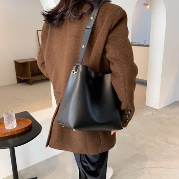 Модная кожаная сумка-тоут для женщин, тренд 2023, женская простая сумка через плечо большой емкости высокого качества, сумки и кошельки