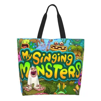 Модная сумка для покупок My Singing Monsters, многоразовая холщовая сумка для покупок через плечо