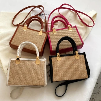 Модная сумка для покупок, сумочка с верхней ручкой, соломенный женский клатч, легкая модная дизайнерская сумка для покупок, Элегантная сумка через плечо