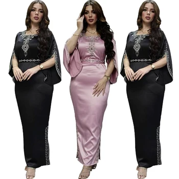 Модное женское вечернее платье в Дубае, Бриллианты, Облегающее Элегантное марокканское Мусульманское платье Абайя, Платье-кафтан Ид Джалабия.