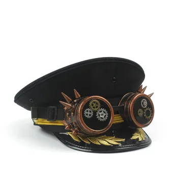Модные мужские военные шляпы в стиле стимпанк, Немецкая офицерская кепка с козырьком, армейская шляпа, кортикальная полицейская кепка, шляпа для косплея, Размер S, M, L, XL