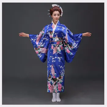 Модные Традиционные Женские Юката С Оби Сексуальное Японское Кимоно Винтажное платье для выпускного вечера Танцевальный костюм Cospaly