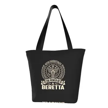 Мощь сумки для покупок Beretta Grocery из холста с принтом, сумки для покупок через плечо, большая вместимость, прочная сумка для пистолетов