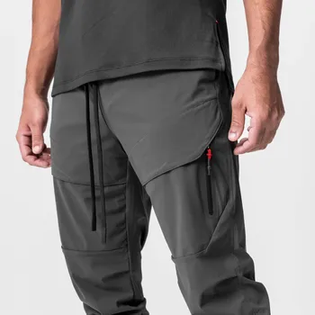 Мужские брюки для фитнеса нового бренда 2023 года, быстросохнущая ткань, множество карманов, высокоэластичные брюки-карандаш для занятий спортом в тренажерном зале