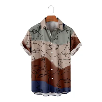 Мужские пляжные рубашки, уличная одежда, летняя гавайская рубашка с коротким рукавом, мужская свободная одежда с принтом в стиле хип-хоп