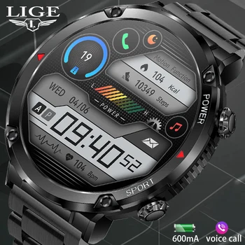 Мужские смарт-часы LIGE 2023 с длительным режимом ожидания, браслет с 1,6-дюймовым HD-экраном, спортивные часы, вызов по Bluetooth, водонепроницаемые мужские смарт-часы + коробка