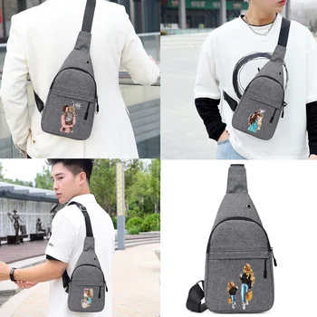 Мужские сумки через плечо груди сумки с USB зарядки кабель наушников отверстие рюкзак груди пакет женщин, мам печати Messenger мешок подарок