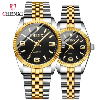 Мужские часы Chenxi 004C из нержавеющей стали, люминесцентная водонепроницаемая бизнес-пара, пара Relogios Feminino