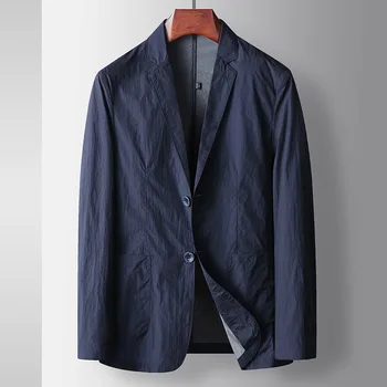 Мужской костюм Линия блейзера Синий Темно-синий С зубчатым лацканом, однобортный цельнокроеный пиджак, приталенное пальто, Летний костюм для отдыха Homme 2023