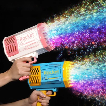 Мыльный пистолет Ракета 69 отверстий Машина для производства мыльных пузырей Рождественский подарок в форме пистолета Автоматическая воздуходувка с легкой помпой Игрушки для детей РОЖДЕСТВО