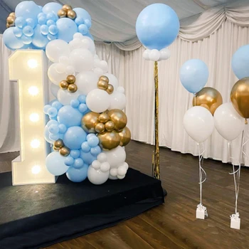 Набор арки из воздушных шаров 100шт синий белый и золотой воздушный шар гирлянда день рождения Свадьба Крещение ребенка душ украшение воздушными шарами