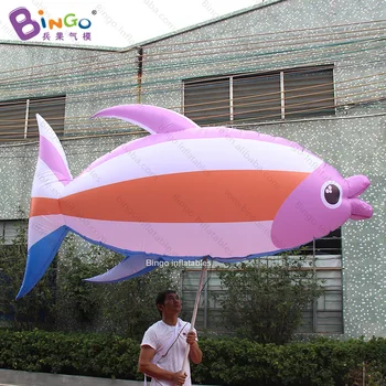 Надувная рыба ручной работы длиной 3 метра с палкой для активного отдыха /портативные игрушки для ходячих рыбок