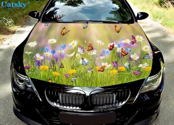 Наклейка на капот автомобиля в виде бабочки, Украшение капота автомобиля в виде зеленого цветка, Защитная крышка капота, Виниловая Наклейка на автомобиль, Цветная Наклейка на боковую сторону кузова автомобиля