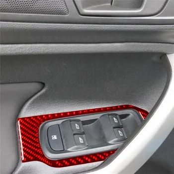 Наклейки на панель управления стеклоподъемником для Ford Fiesta 2011 2012 2013 2014 2015 Декоративные аксессуары для интерьера автомобиля из углеродного волокна