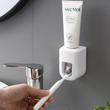 Настенный Бытовой экструдер для зубной пасты, Автоматический дозатор зубной пасты, Самоклеящийся пылезащитный держатель для зубной щетки