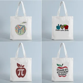 Настраиваемая сумка для учителя, Школьная сумка для покупок, сумка для обучения любви и миру, складная холщовая модная сумка на плечо, подарок для учителя
