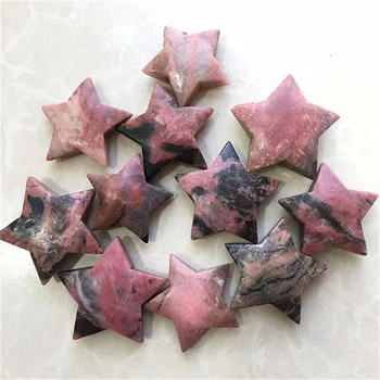 Натуральные целебные кристаллы, драгоценные камни, розовая звезда из родонита ручной работы для домашнего декора