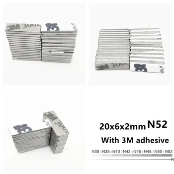 Неодимовый магнит N52 20*6*2 мм 3 м клейкий магнит 20x6x2 мм магнит NdFeB магнит 20 мм x 6 мм x 2 мм