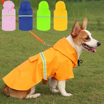 Непромокаемый дождевик для домашних собак, комбинезон, Светоотражающий дождевик, водонепроницаемые куртки с капюшоном, Уличная одежда для маленьких и больших собак, товары для домашних животных