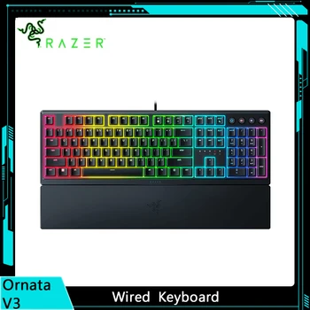 Низкопрофильные клавиши игровой клавиатуры Razer Ornata V3, механические мембранные переключатели, колпачки с УФ-покрытием, мультимедийные клавиши с подсветкой