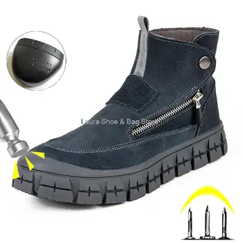 Новая защитная обувь, мужская обувь сварщика с высоким берцем, рабочие защитные ботинки со стальным носком, мужские рабочие кроссовки с защитой от ударов, мужская защитная обувь
