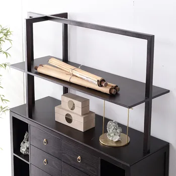 Новая книжная полка в китайском стиле из массива дерева офисный книжный шкаф простая полка для хранения перегородка для гостиной мебель Дзен чайная комната для хранения