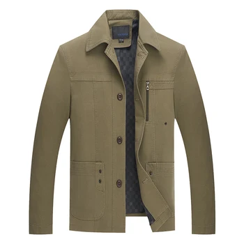 Новая мужская хлопчатобумажная куртка для мужчин среднего и пожилого возраста, однотонная деловая повседневная одежда высокого класса, мужское длинное пальто