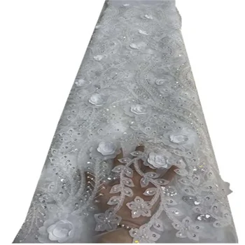 Новейшая роскошная элегантная французская вышивка, кружевная ткань для жениха, Нигерийская ткань с пайетками Для свадебного платья FZ19
