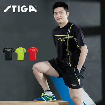 Новое поступление, оригинальная одежда для настольного тенниса Stiga, спортивная одежда, быстросохнущая мужская Рубашка для пинг-понга с короткими рукавами, Спортивные Майки для Бадминтона